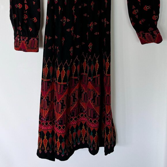 Colourful Long Sleeved Patterned Midi Dress - Picture 9 of 13